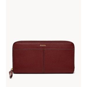 New Fossil Tara Zip Around Clutch Wallet Red Velvet